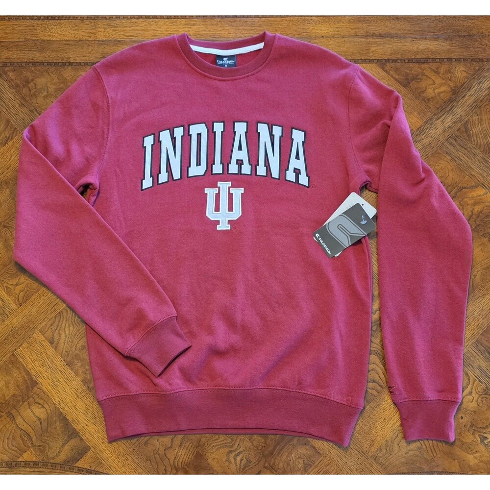 Men's Colosseum Red IU Indiana University Team Arch & Logo Pullover Sweatshirt S